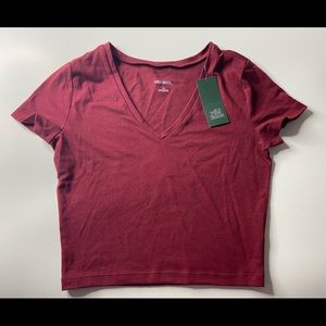Maroon v-neck crop top